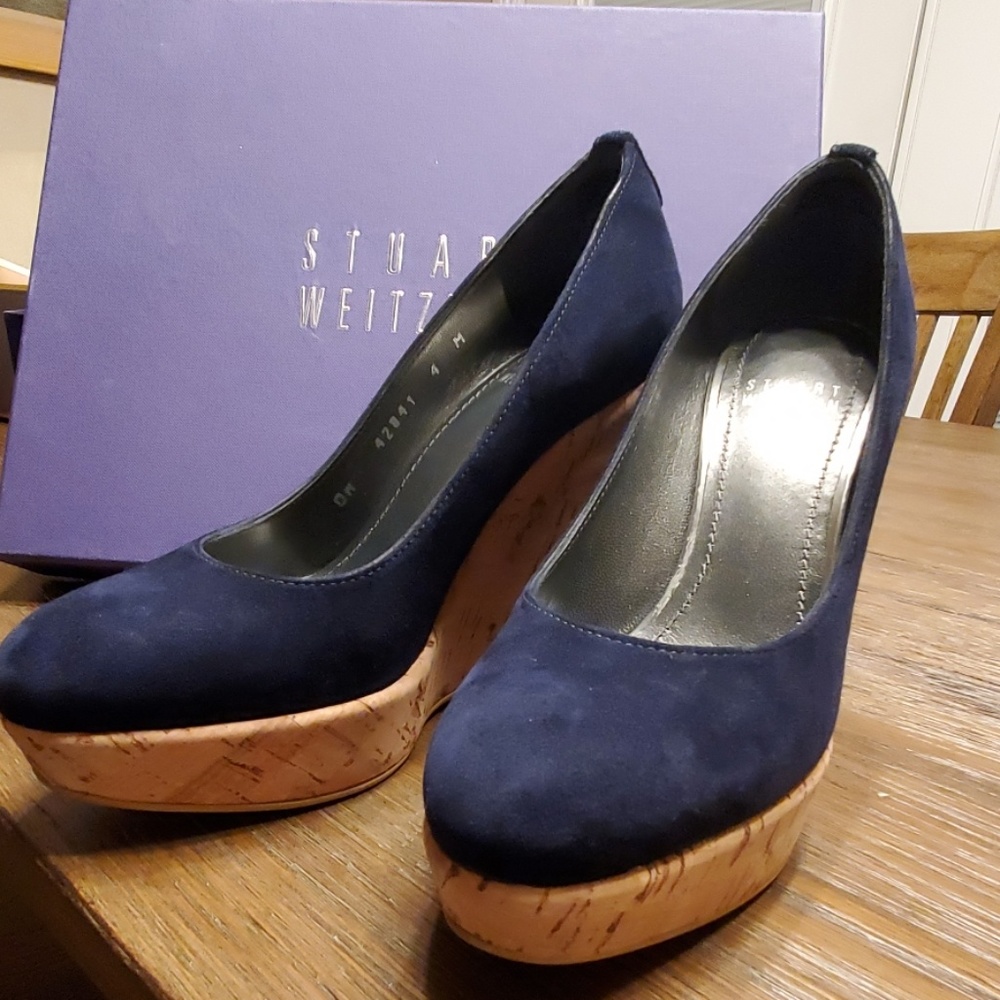 Stuart Weitzman, Corkswoon in Blue Suede, 4
